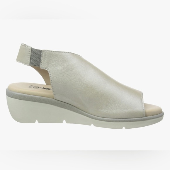 Fly London | Nily Silver Leather Low Wedge Sandals - Picture 2 of 9